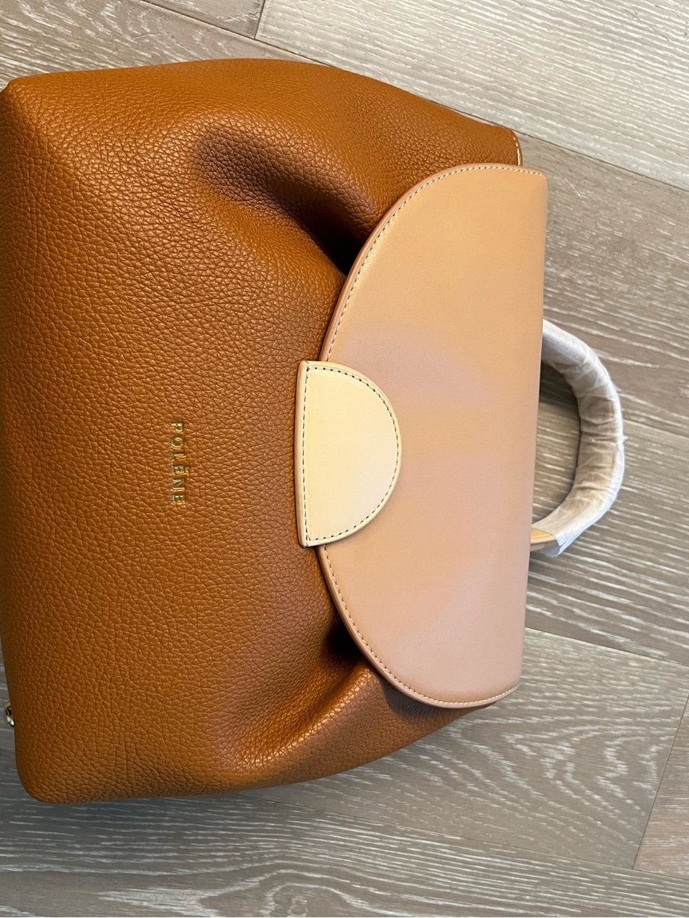 NEW Leather Top-Handle Satchel in Two-Tone Brown